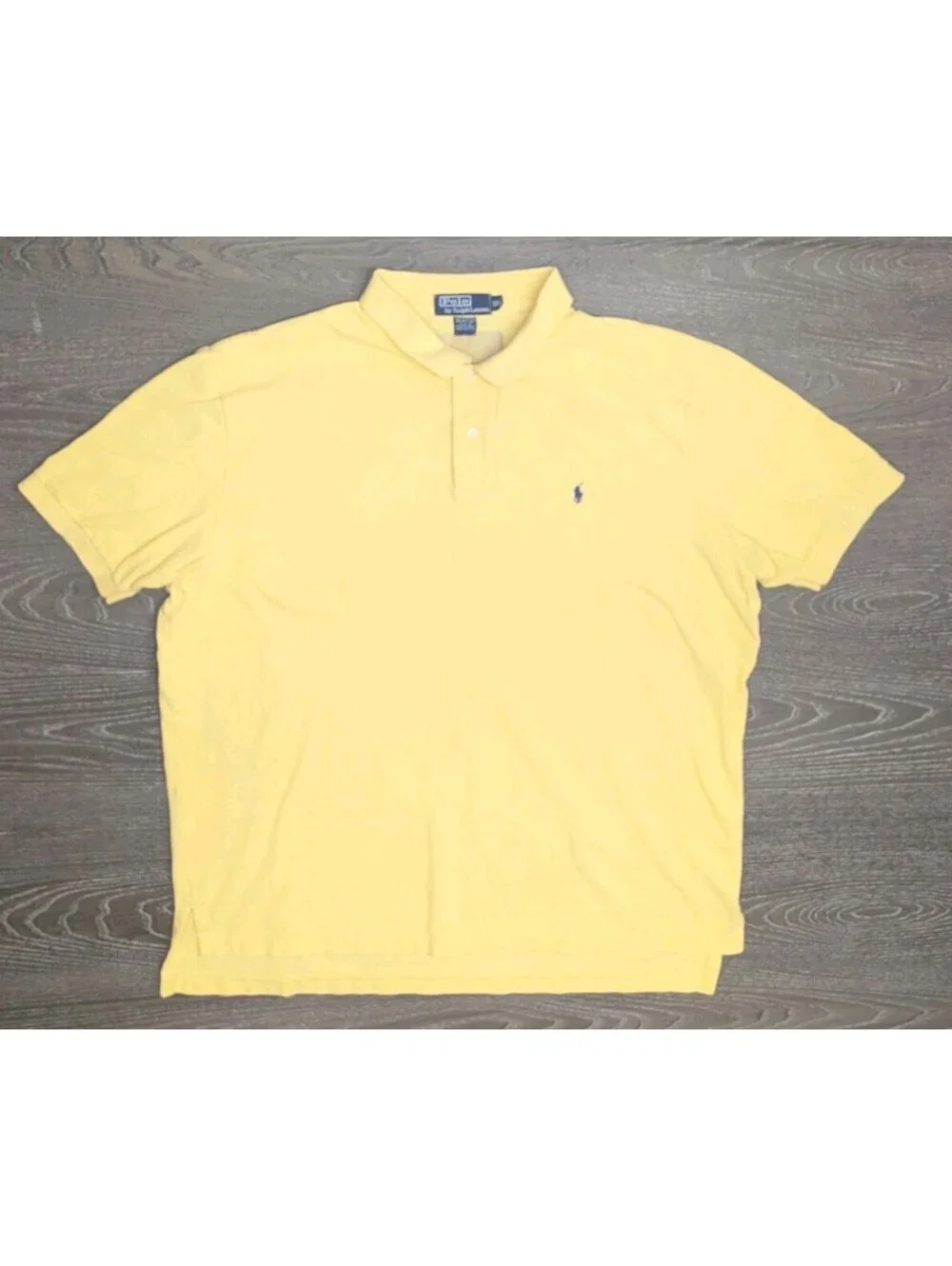 Polo Ralph Lauren Yellow Polo Shirt Short Sleeve Men 2XL Purple Pony Made In USA
